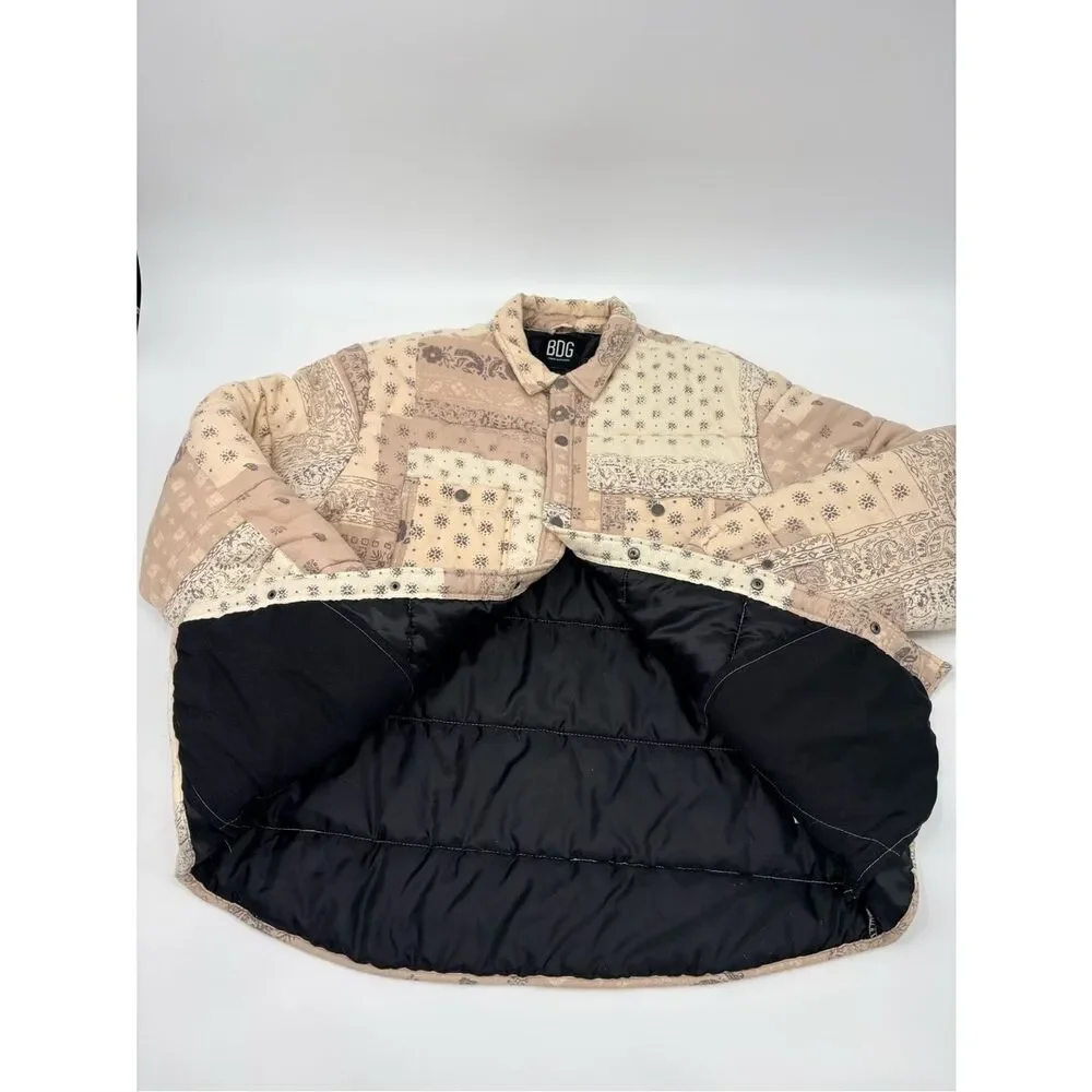 Urban outfitters | ecru bandana Quilted Patchwork Shirt Jacket - Beige